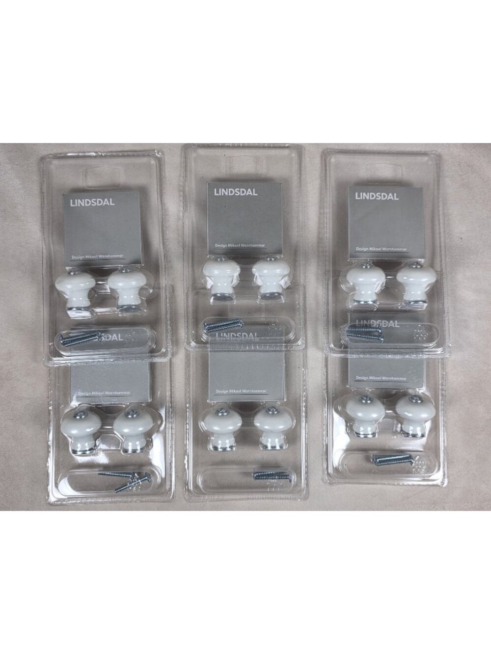 IKEA Lindsdal Drawer KNOB Handles Cabinet Pulls WHITE PORCELAIN 1 3/16" Classic